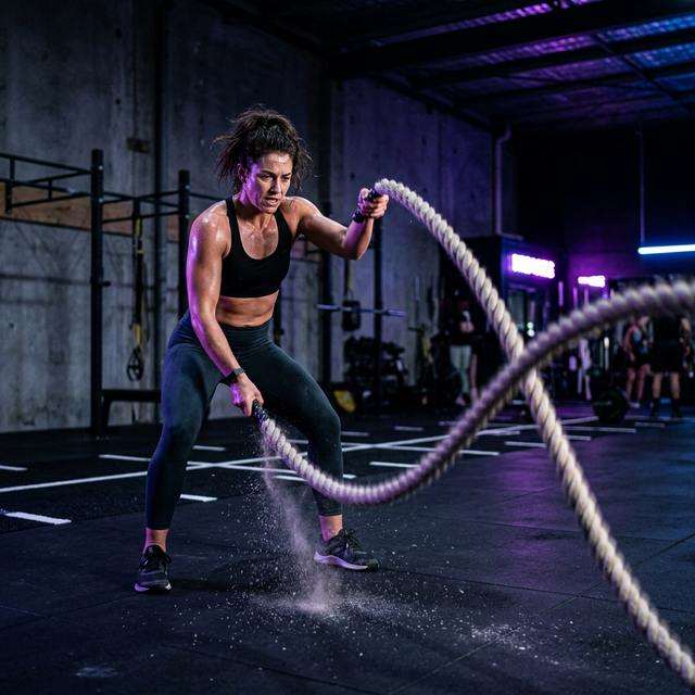 HIIT тренировка — battle ropes